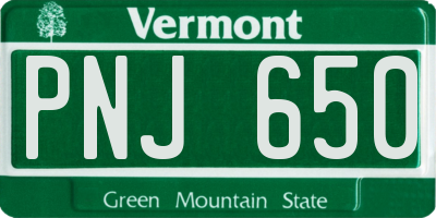 VT license plate PNJ650