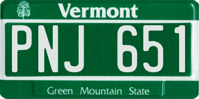 VT license plate PNJ651