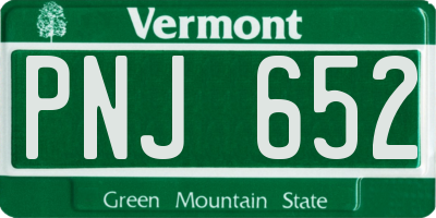 VT license plate PNJ652