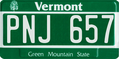 VT license plate PNJ657