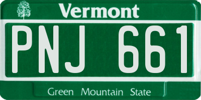 VT license plate PNJ661
