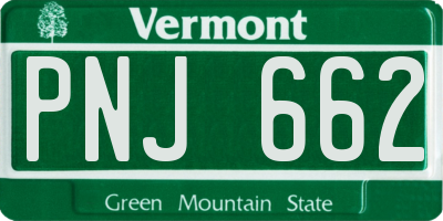 VT license plate PNJ662