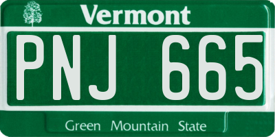VT license plate PNJ665