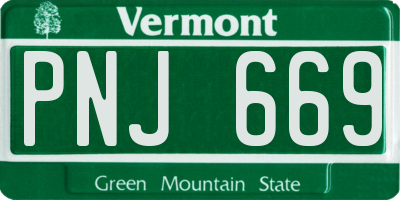 VT license plate PNJ669