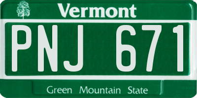 VT license plate PNJ671