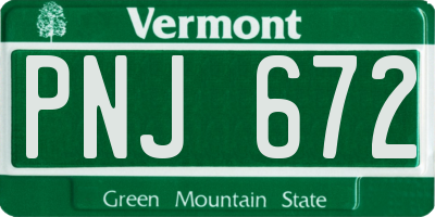 VT license plate PNJ672