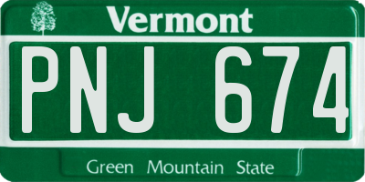 VT license plate PNJ674