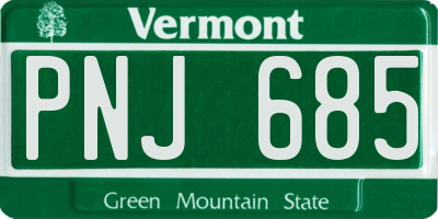 VT license plate PNJ685