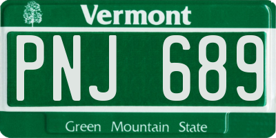 VT license plate PNJ689