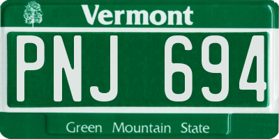 VT license plate PNJ694