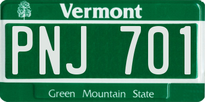 VT license plate PNJ701