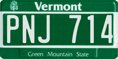 VT license plate PNJ714