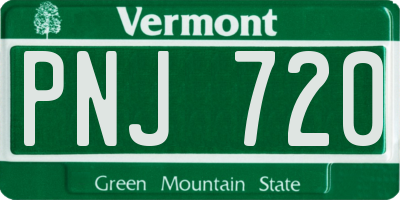 VT license plate PNJ720