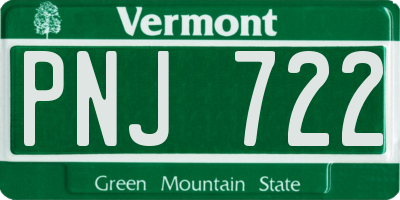 VT license plate PNJ722