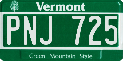 VT license plate PNJ725
