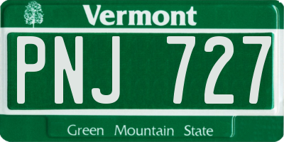 VT license plate PNJ727