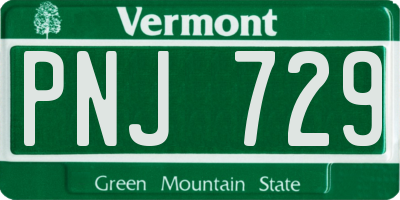 VT license plate PNJ729