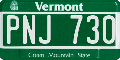 VT license plate PNJ730