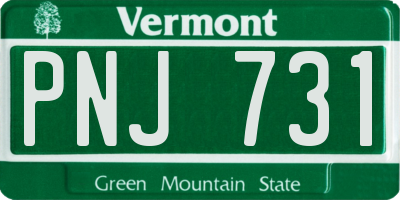 VT license plate PNJ731