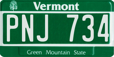 VT license plate PNJ734