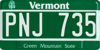 VT license plate PNJ735