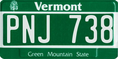 VT license plate PNJ738