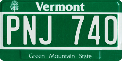 VT license plate PNJ740
