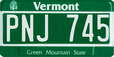 VT license plate PNJ745