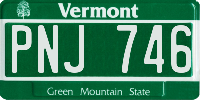VT license plate PNJ746