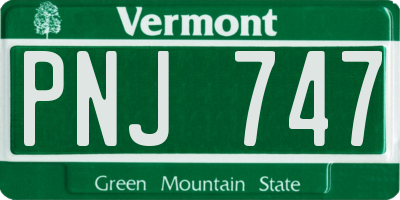 VT license plate PNJ747