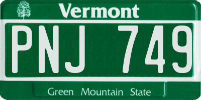 VT license plate PNJ749