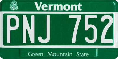 VT license plate PNJ752
