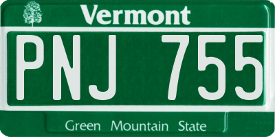 VT license plate PNJ755