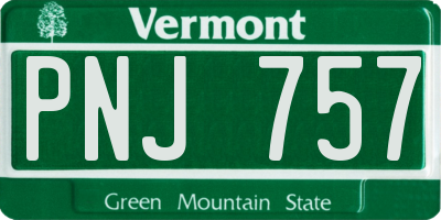 VT license plate PNJ757
