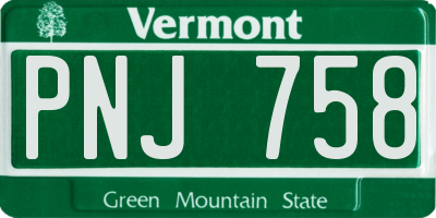 VT license plate PNJ758