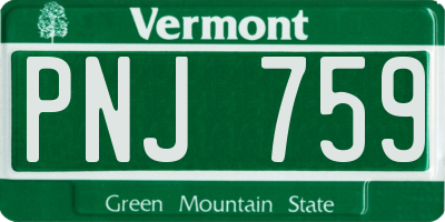 VT license plate PNJ759