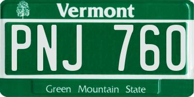 VT license plate PNJ760
