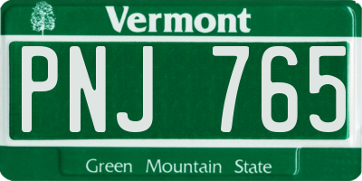 VT license plate PNJ765