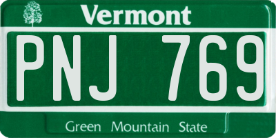 VT license plate PNJ769