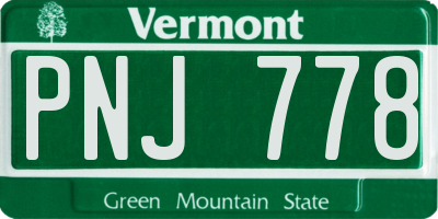 VT license plate PNJ778