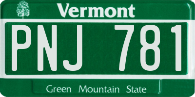 VT license plate PNJ781