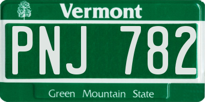 VT license plate PNJ782