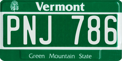 VT license plate PNJ786