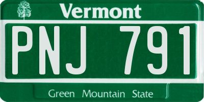 VT license plate PNJ791