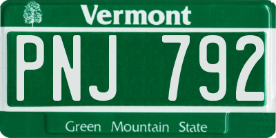 VT license plate PNJ792