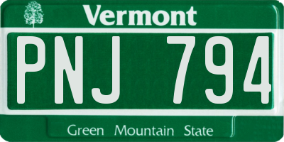 VT license plate PNJ794