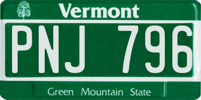VT license plate PNJ796