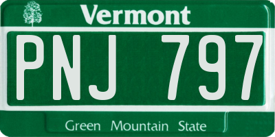 VT license plate PNJ797