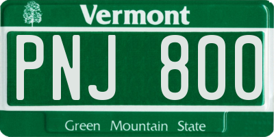 VT license plate PNJ800