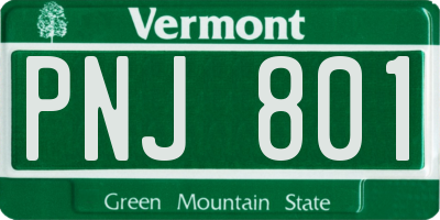VT license plate PNJ801